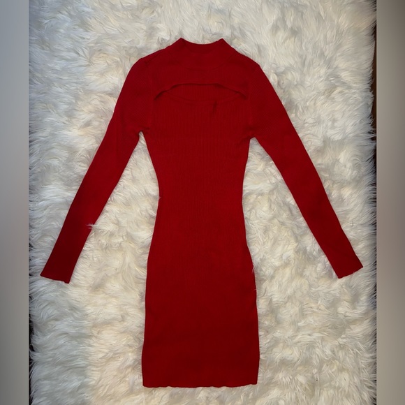 PLANET GOLD Womens Red Cut Out Long Sleeve
Turtle Neck Short Evening Body - Picture 10 of 14